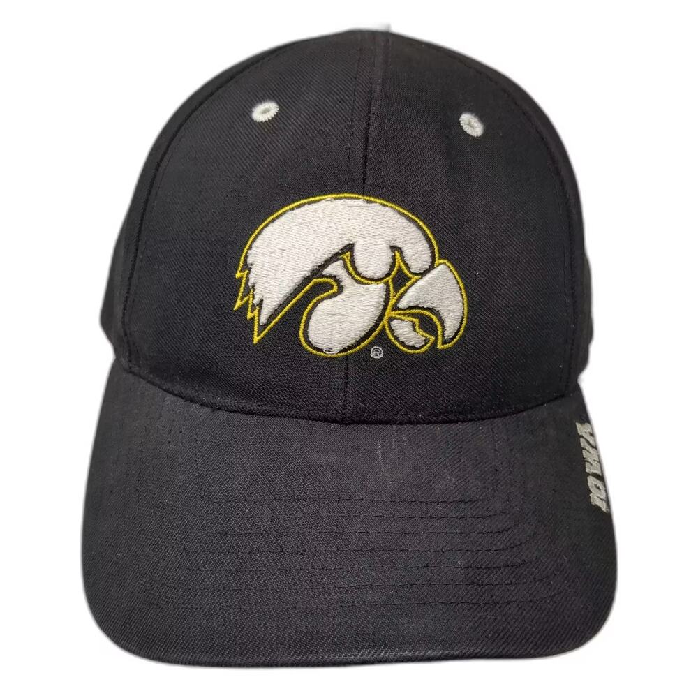Twins Enterprise Iowa Hawkeyes NCAA Black One Size Cap Tigerhawk Logo Strapback